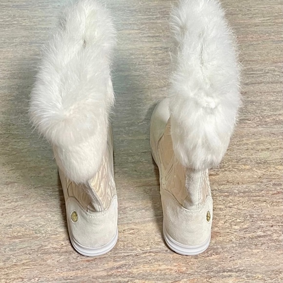 Coach Talen suede and quilted mid-calf boots w/ faux fur - Picture 2 of 10